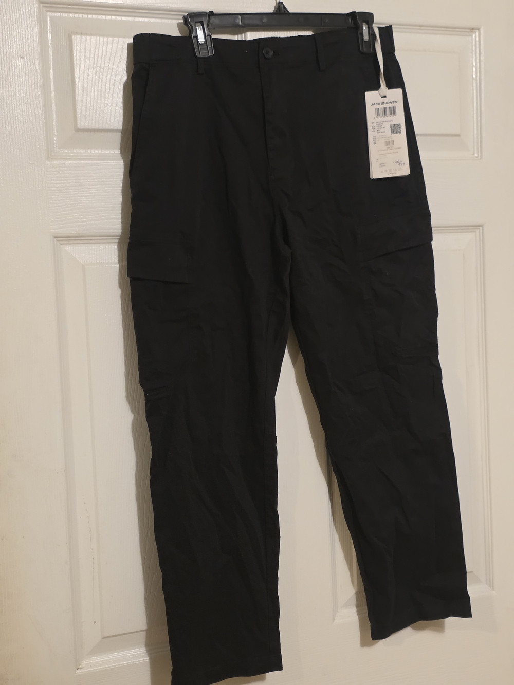 Jack & Jones Black Cargo Pants with Side Pockets